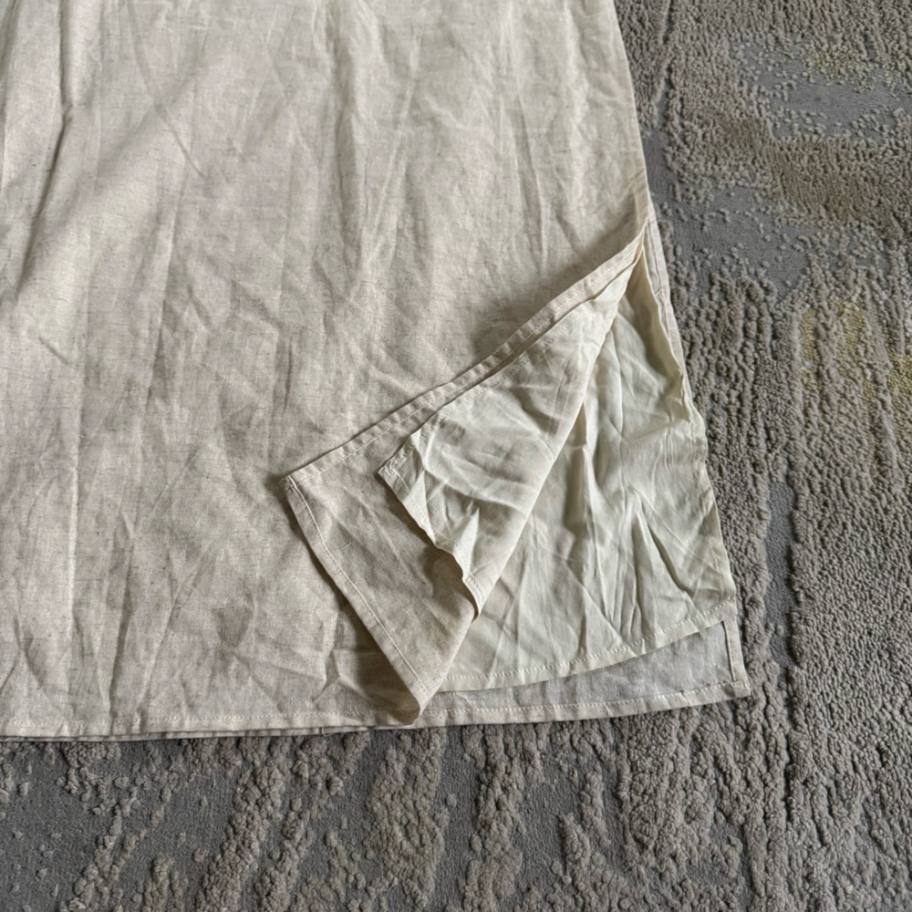 SHOWPO Cincinnati maxi beige Dress off shoulder cotton linen slit classy 10 new - Picture 9 of 15